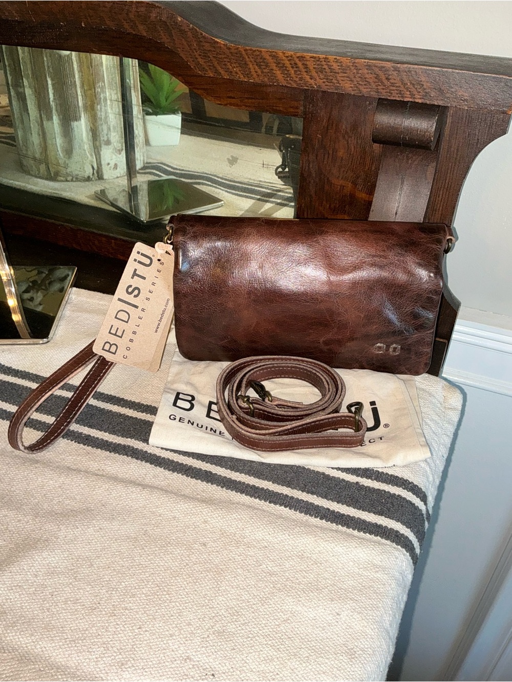 NWT Bed Stu Cadence Wallet Wristlet Crossbody Bag Teak Rustic MSRP $179